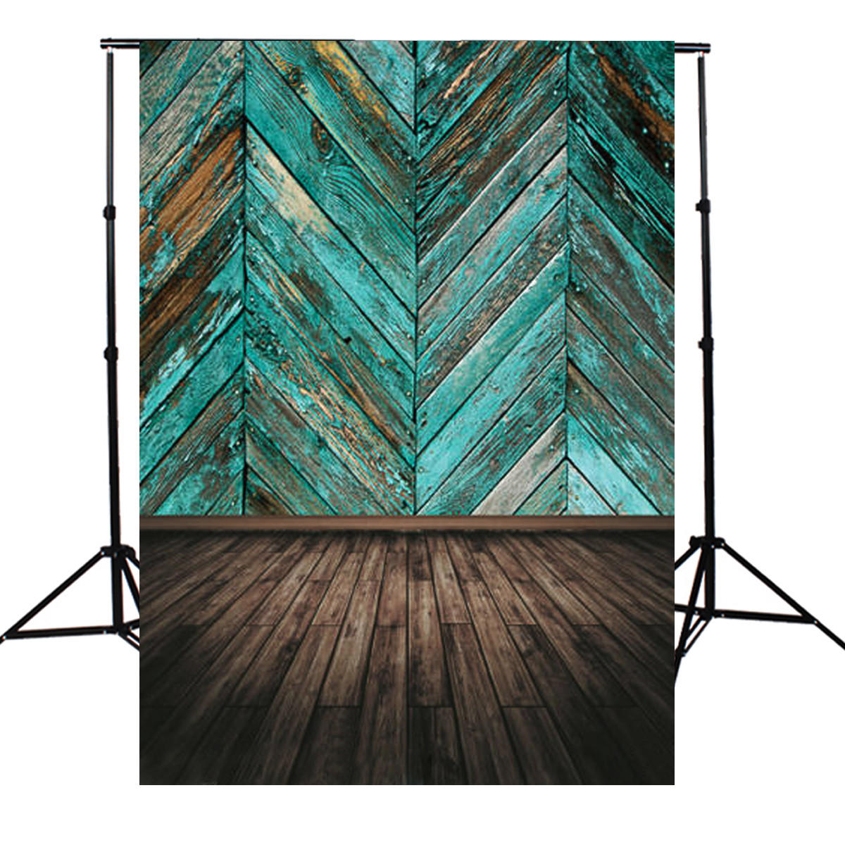Retro Blue Paint Wooden Floor Board Twill Cloth Photography Background Backdrop