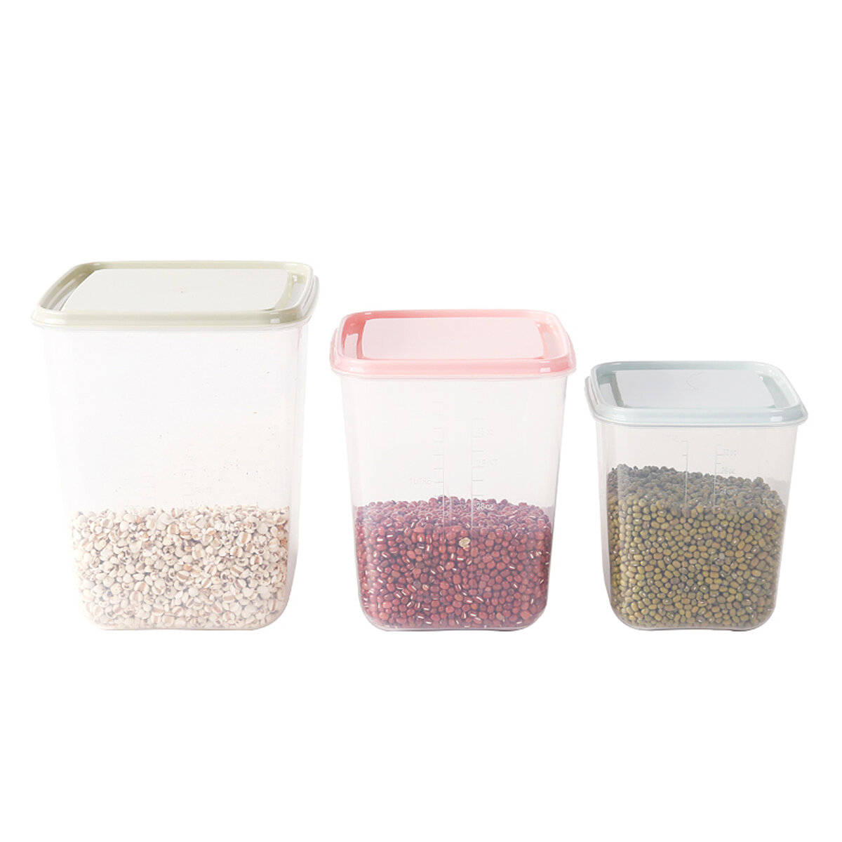 3Pcs Pink /Green /Blue Food Grains Crisper Box Kitchen Sealed Storage Container