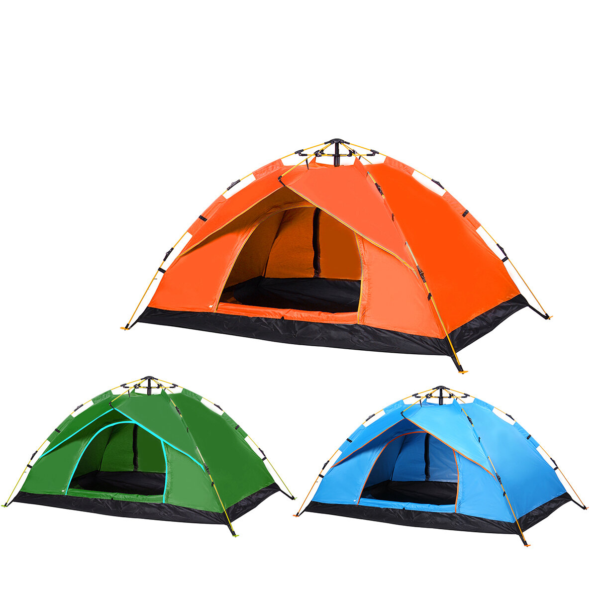 Eenpersoons automatische tent met één laag voor kamperen, opvouwbaar, dik en waterdicht voor buitenreizen en wandelingen.