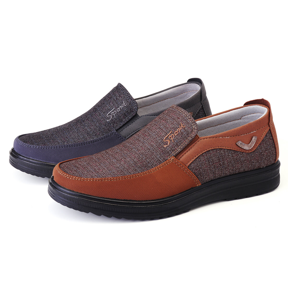 Men's Casual Shoes Leather Round Toe Shoes Non-slip Breathable Outdoor Hiking Flat Shoes