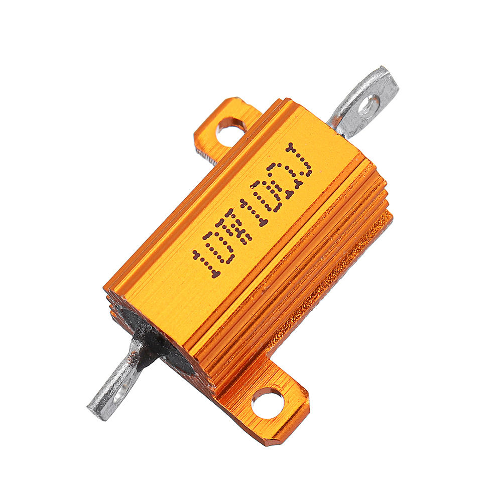 10pcs RX24 10W 10R 10RJ Metal Aluminum Case High Power Resistor Golden Metal Shell Case Heatsink Resistance Resistor