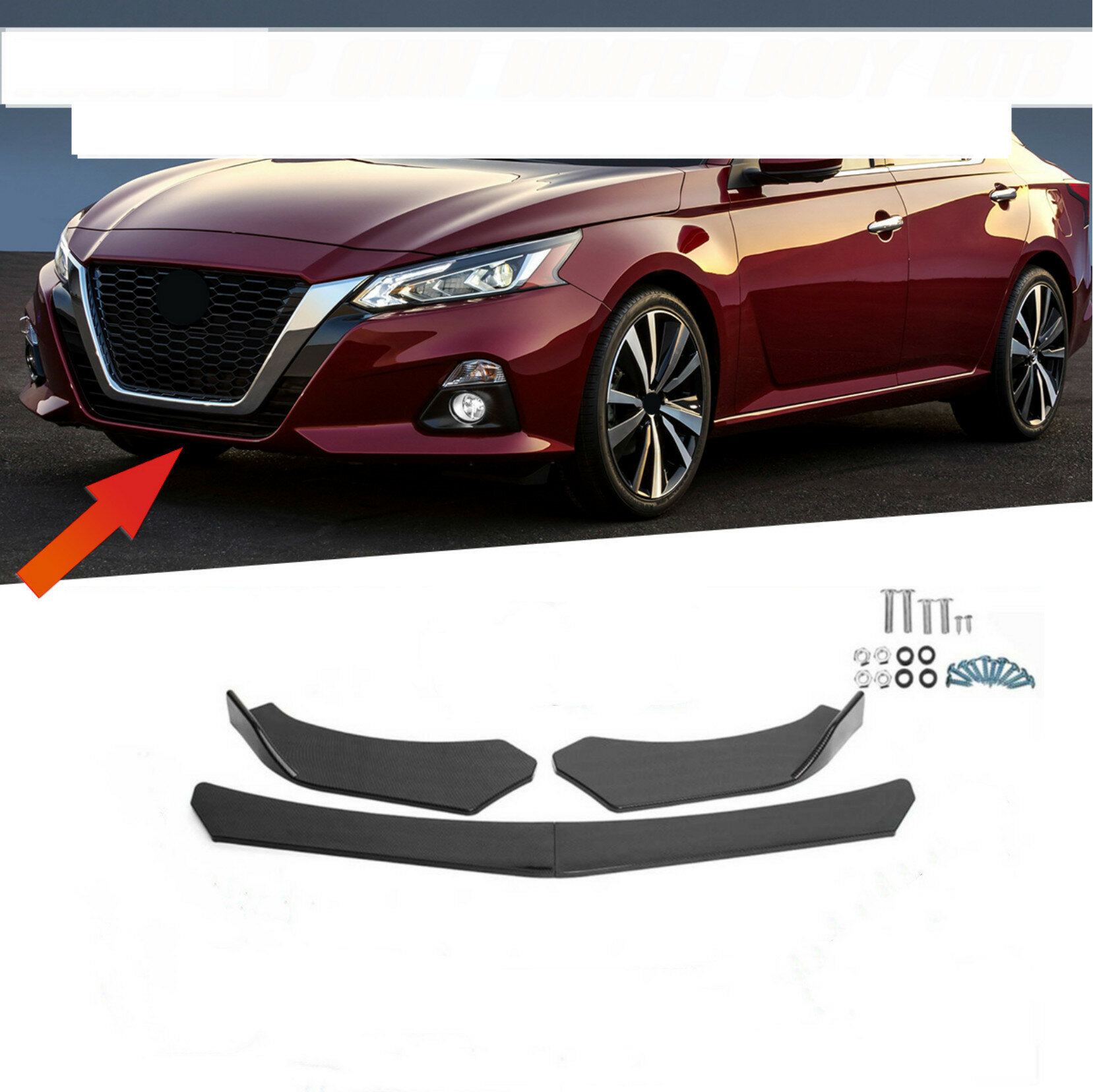 4 stuks Carbon Fiber Look Spoilers Voorste Lip Chin Bumper Body Kits Voor Auto Universeel: