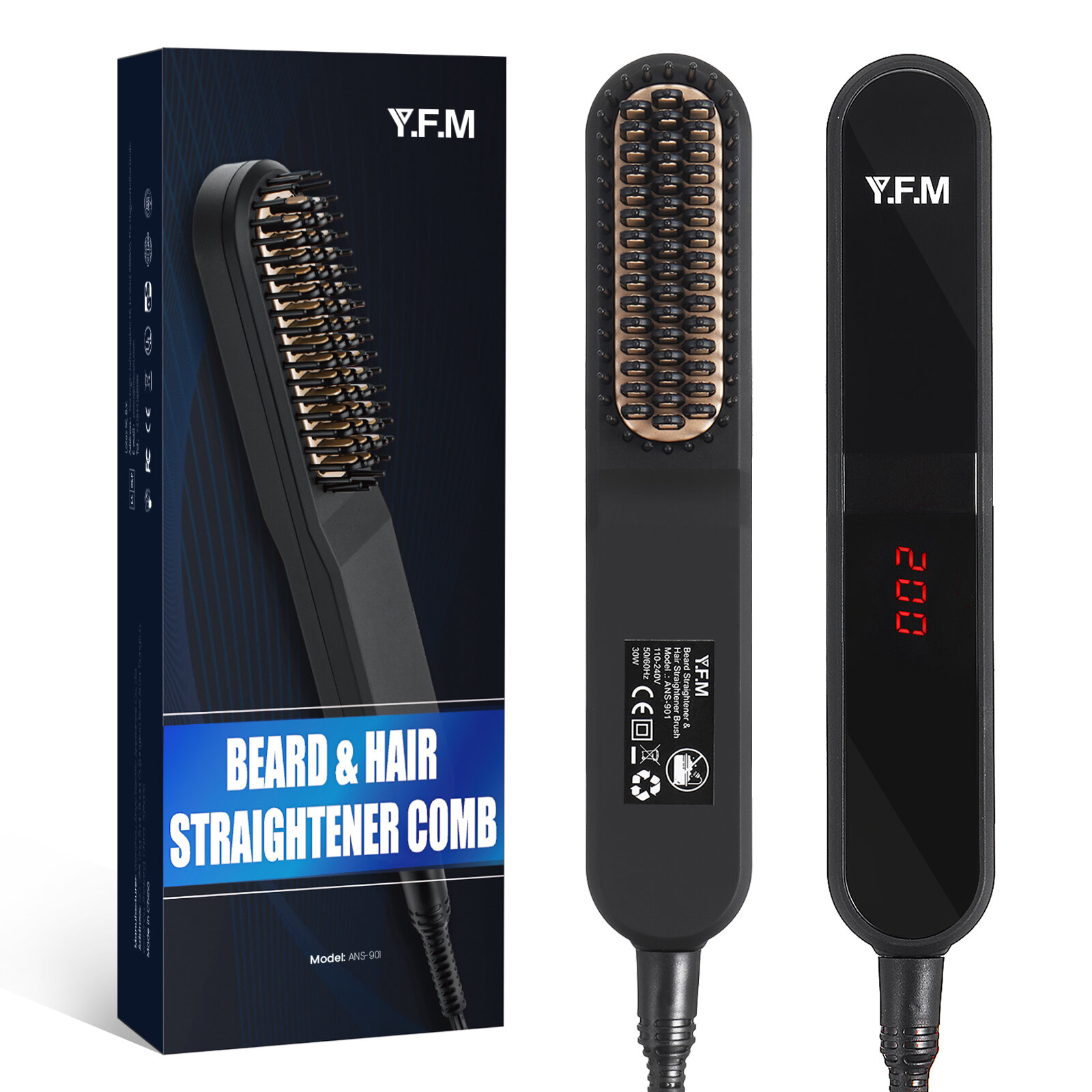 Beard Hair Straightening Brush Hot Heated Comb Men Beard Multifunctional Straightener Ceramic Comb Q