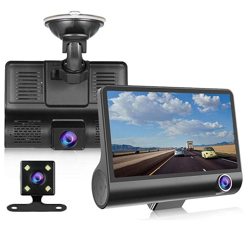 

4 inch IPS HD Screen Car DVR Dash Cam 1080P 2 Lens / 3 Lens Camera Night Vision With 170 Degree Rear View