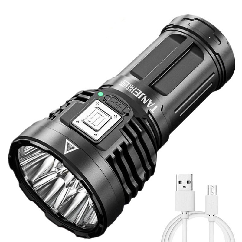 TANJE 8*P900+COB Super Bright Type-C Rechargeable ABS Housing Flashlight with 18650 Battery COB Side