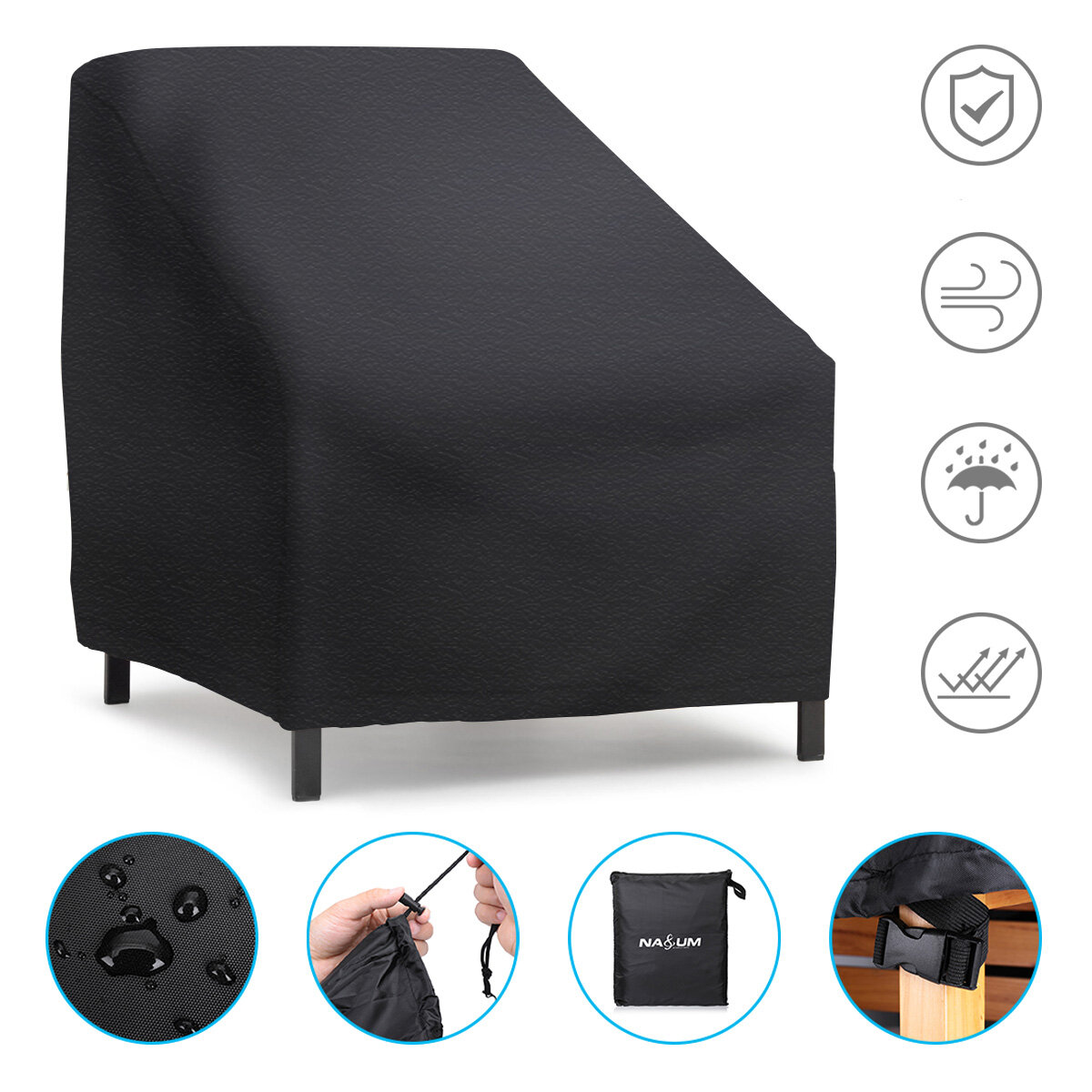 54x38x29'' Furniture Large Patio Seat Cover Waterproof Anti-UV Dustproof Durable Table Chair Cover Lounge Deep Chair Cover Patio Loveseat Cover Oxford Cloth Cover Outdoor Garden