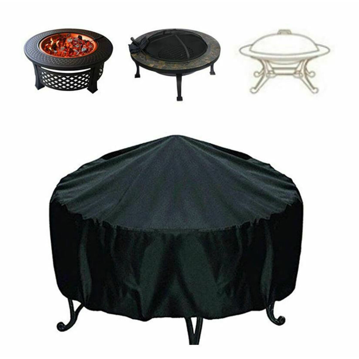 屋外庭園BBQグリルカバー、防水、防塵、UV耐性、丸型グリルカバー丸型テーブル保護カバー