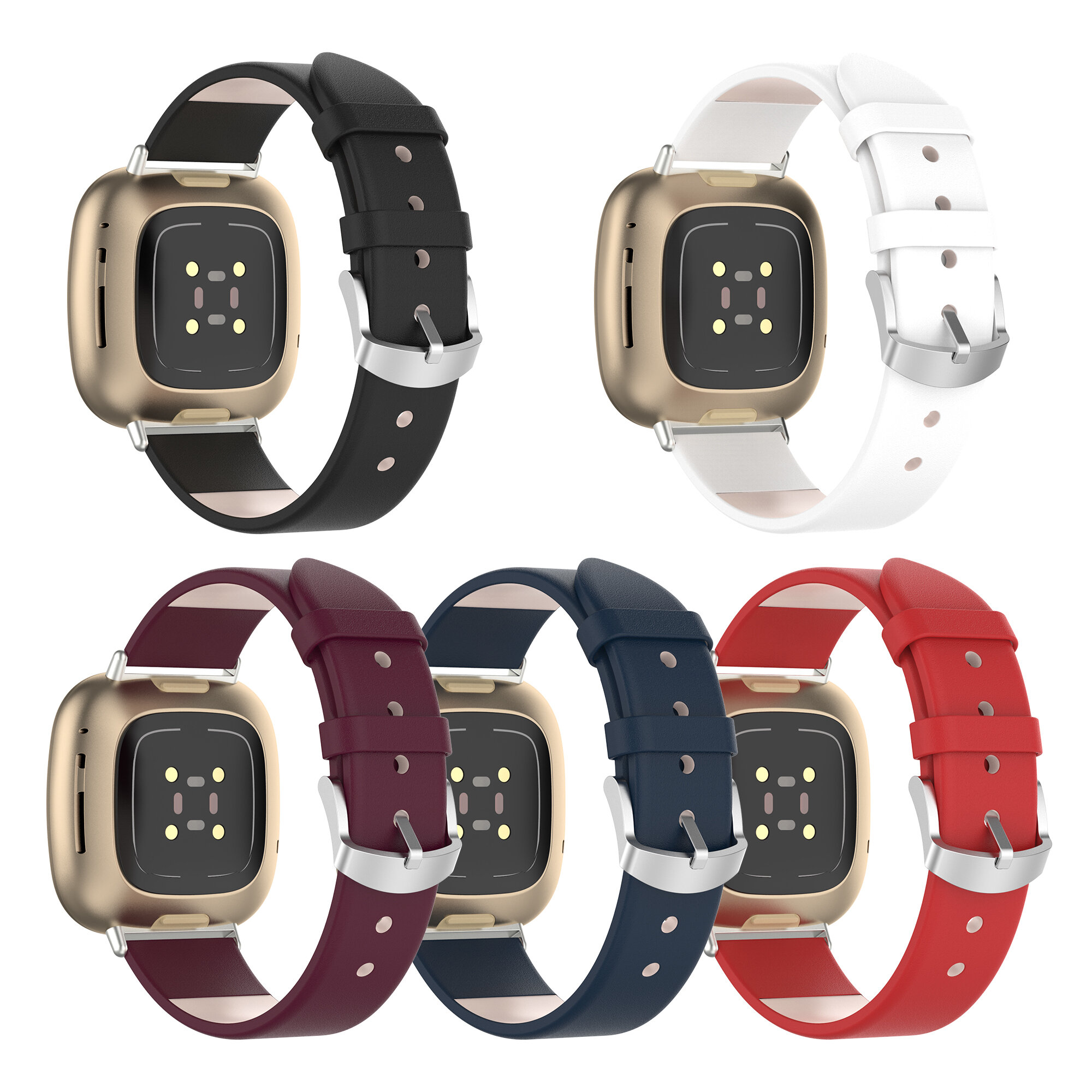 Bakeey lederen horlogeband in pure kleur vervangende horlogeband voor Fitbit Versa 3 Sense Watch