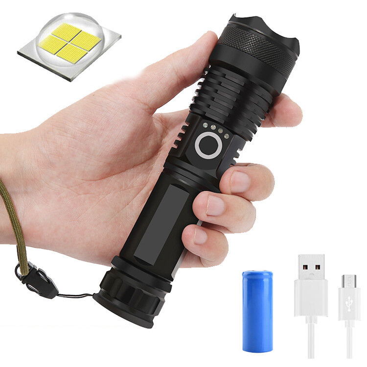 

XANES® X80 XHP50 1500lm Focus Adjustable LED Flashlight Kit USB Rechargeable 15W Powerful Mini Torch With 26650 Battery