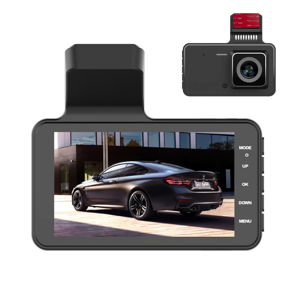 4?Inch?Dash?Cam?HD?1080P Auto DVR Voor Achter Dual Opname Omkeren Afbeelding 24H Parking Dual Lens R