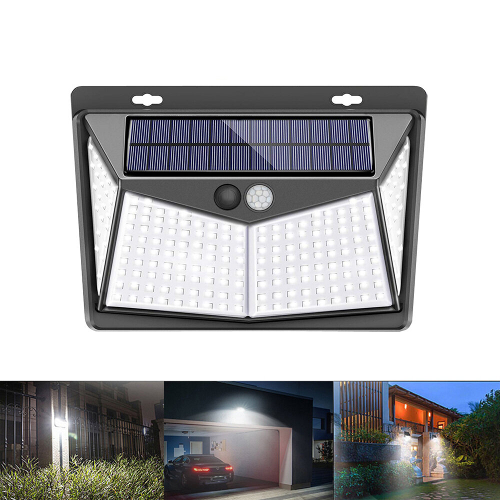 208 LED Outdoor Solar Power PIR Motion Sensor Garden Security Wall Lamp 