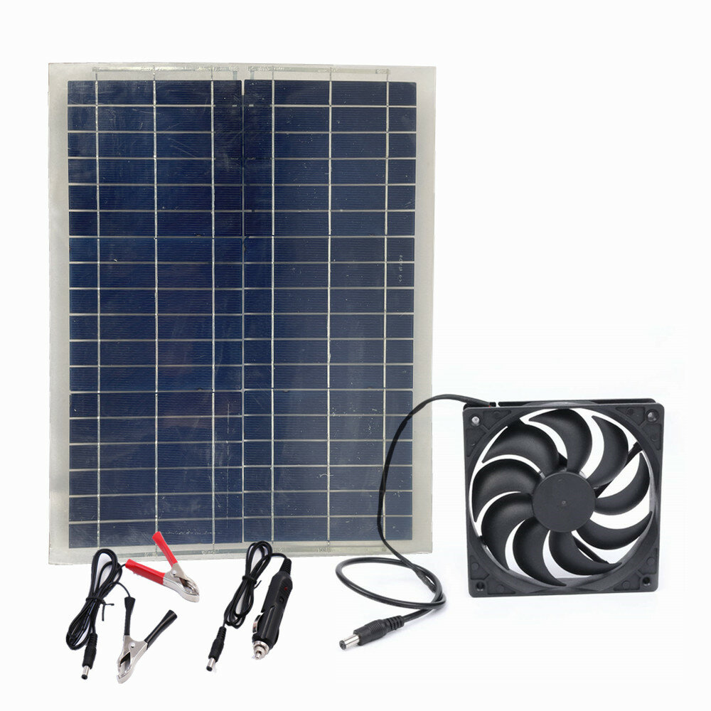 

100W 12V 6 Inch Solar Exhaust Fan USB Solar Panel Cooling Fan Ventilation Cooling Fan for Chicken House Greenhouse RV