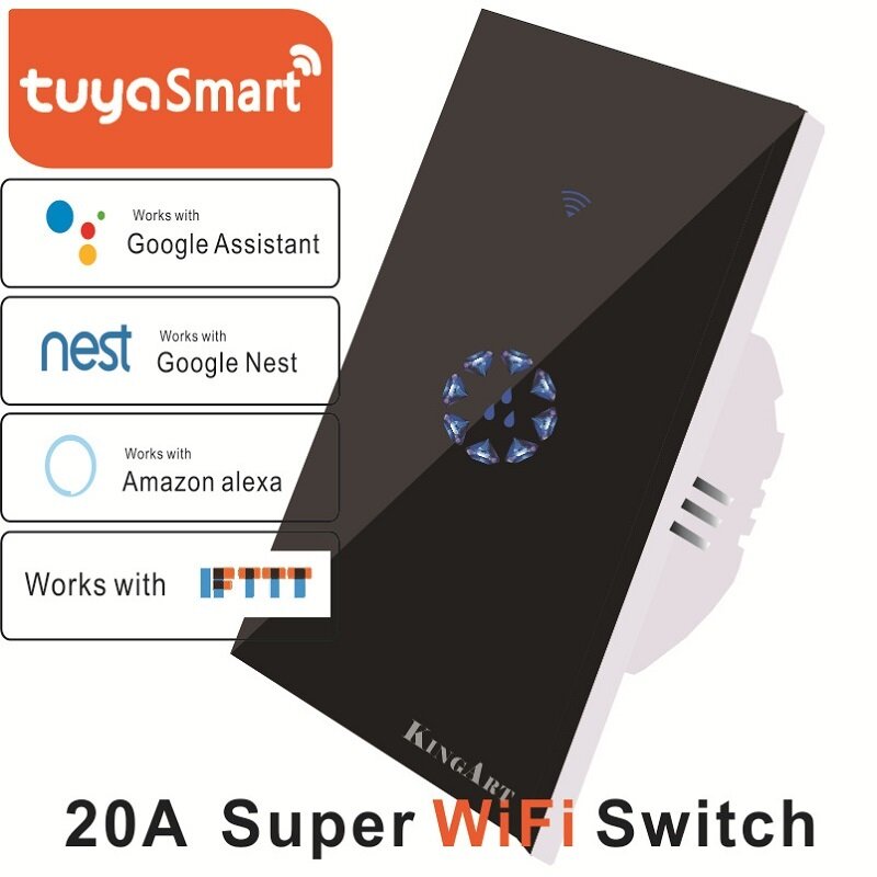 Tuya 20A Smart WIFI Touch Wall Switch Panel EU Standard Remote Control Works with Amazon Alexa Google Home