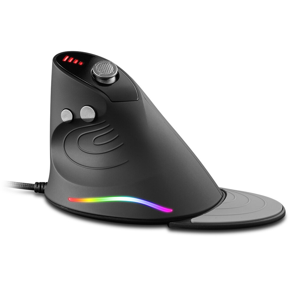 ZELOTES C-10 Wired Vertical Mouse 1000-10000DPI 12 Buttons RGB Backlit Optical Mice Ergonomic Progra