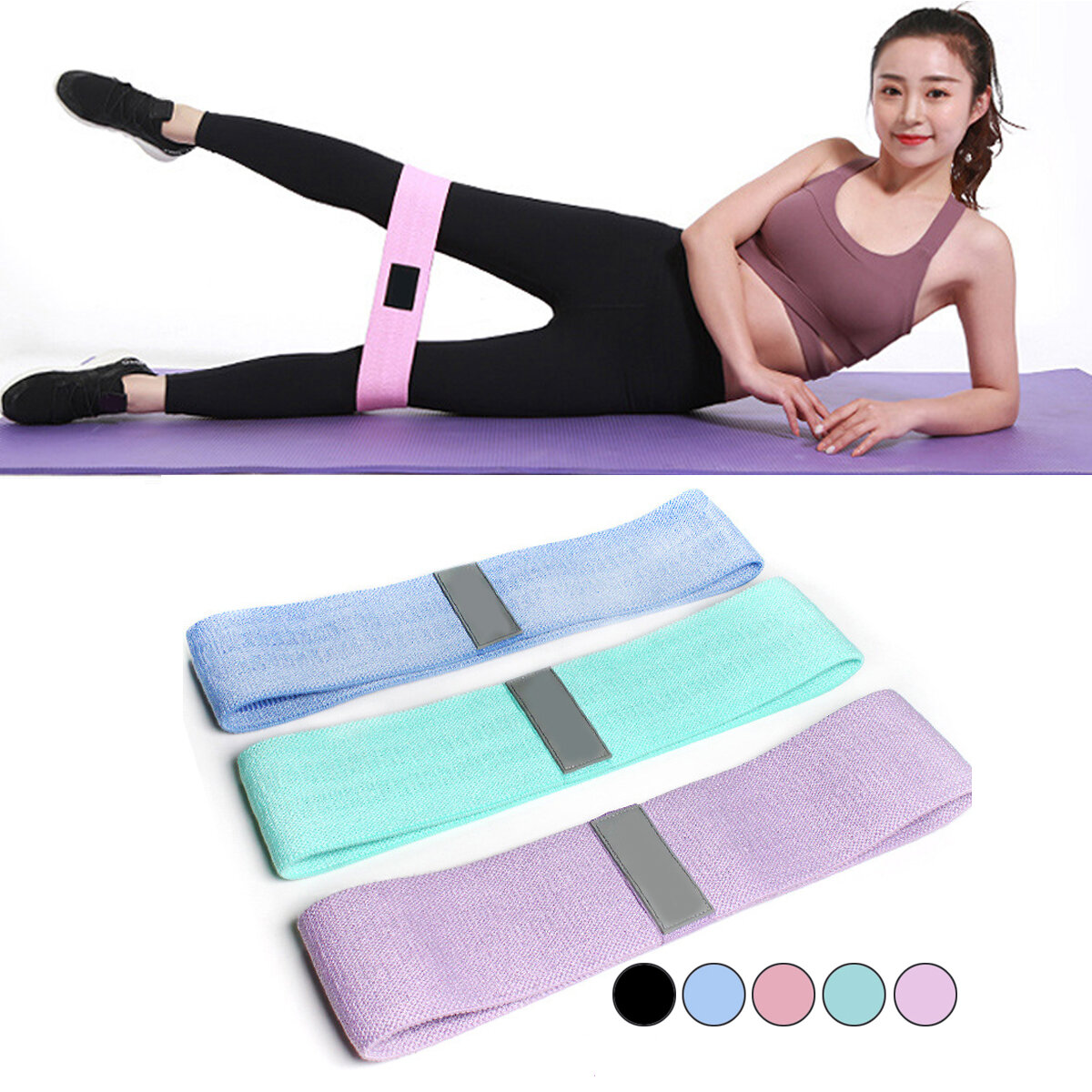 120Lbs M-XL Non-slip Home Resistance Bands Body Shaping Slimming Yoga Loop Legs Fitness Exercise Too