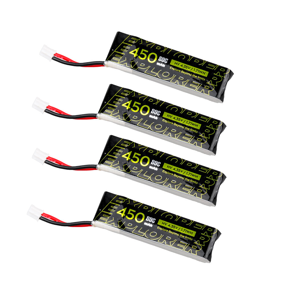 4 stuks Flywoo Explorer 450mAh 80C 1S Lipo Batterij PH2.0 Plug voor Ultralight Flywoo Firefly 1S Nan