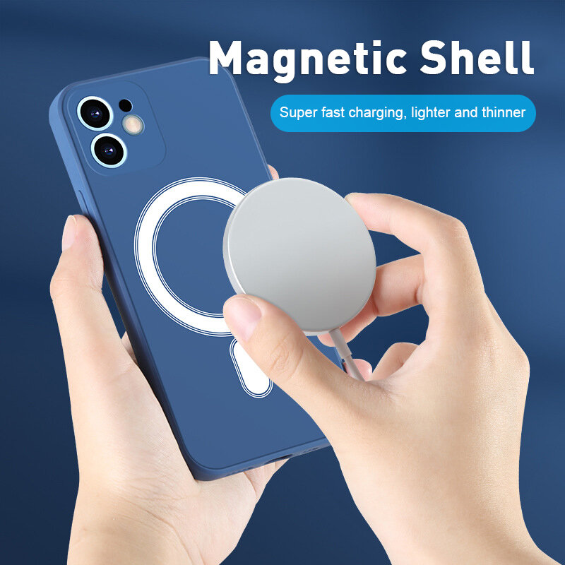 

Bakeey для iPhone 12 6,1 "Жидкость Силиконовый Чехол Магнитная противоударная защита от отпечатков пальцев Поддержка бес