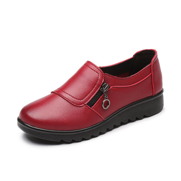 Women Casual Leather Slip On Outdoor Flat Loafers