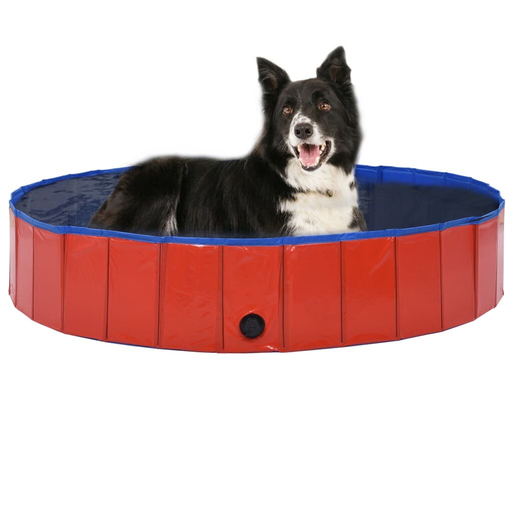 [EU Direct] vidaxl 170824 Foldable Dog Swimming Pool Red 160x30 cm PVC Puppy Bath Collapsible Bathing for Cats Playing K
