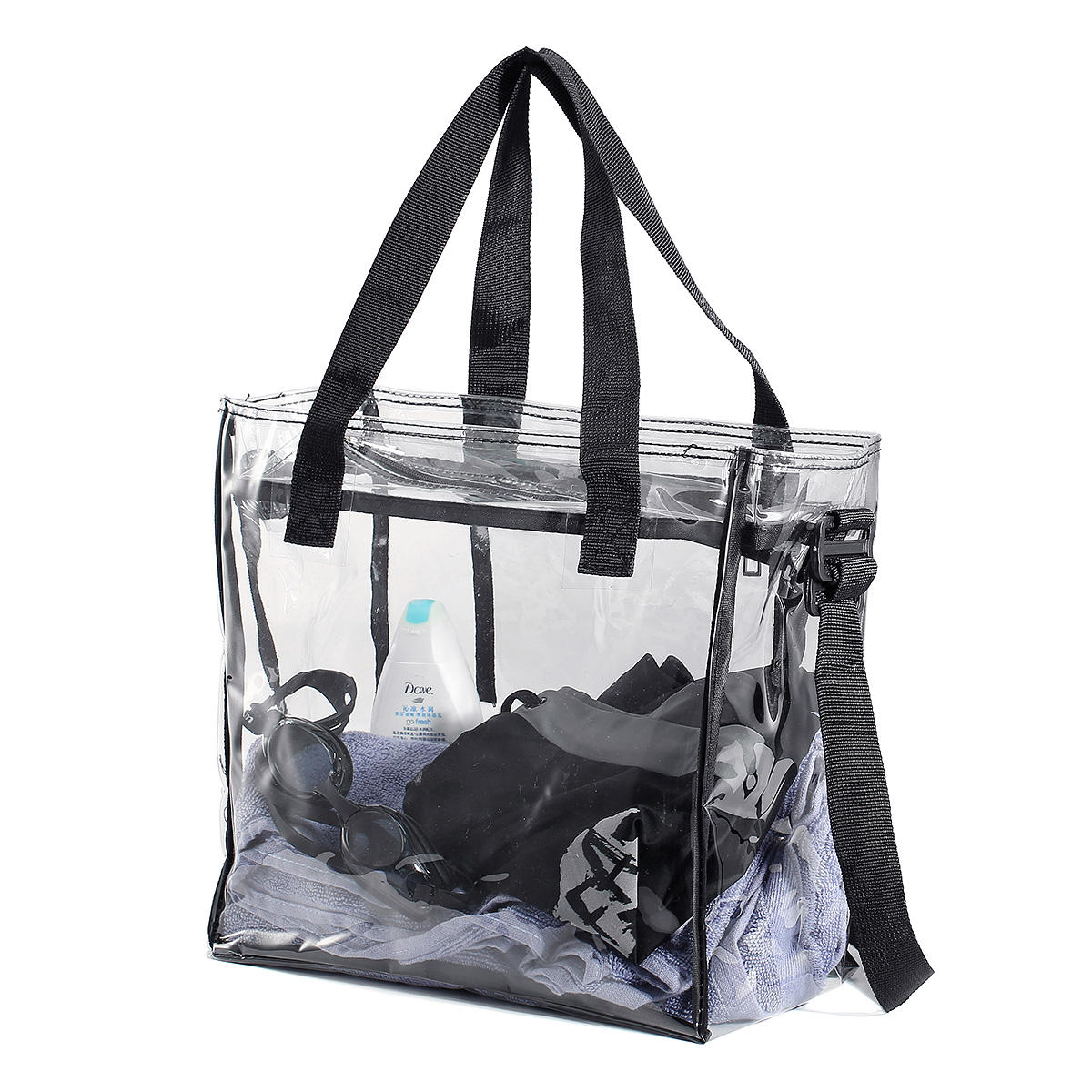 kcasa kc-0628 clear pvc travel storage bag waterproof zipper adjustable ...
