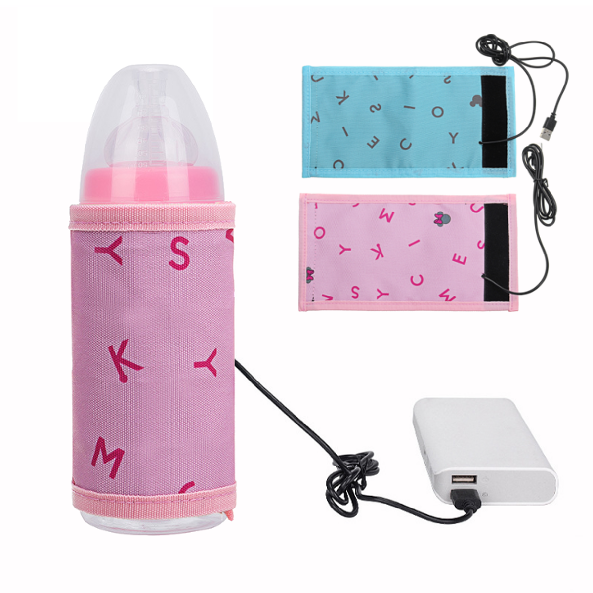 Portable USB Insulating Milk Bottle Carrier Warmer Heater Cover Constant Heating Pad Car Travel