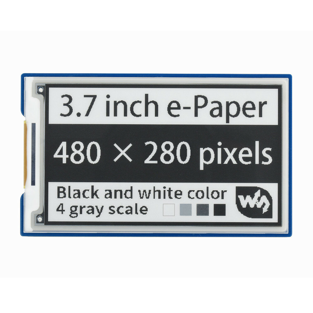 

Waveshare® 3.7inch e-Paper e-Ink Display HAT 480×280 Black / White 4 Grey Scales SPI Module For Raspberry Pi/Jetson Nano
