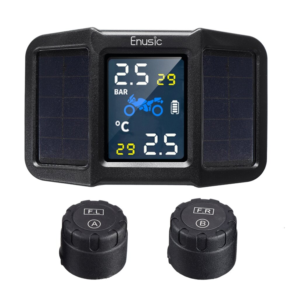 Wireless LCD Motorcycle TPMS Tire Pressure Monitor Systems+2 Sensors