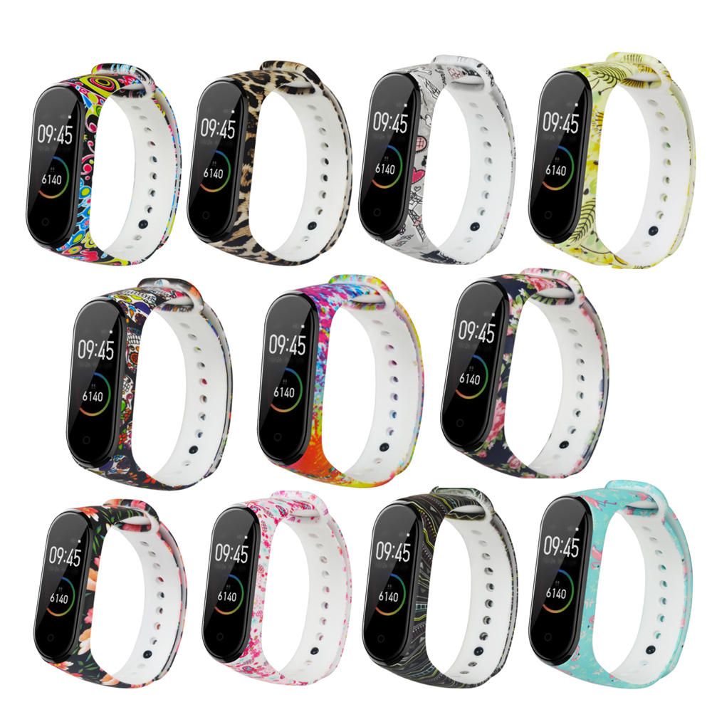 Bakeey geverfd patroon vervangende siliconen horlogebandriem voor Xiaomi Band 4 & 3 slimme horlogeba