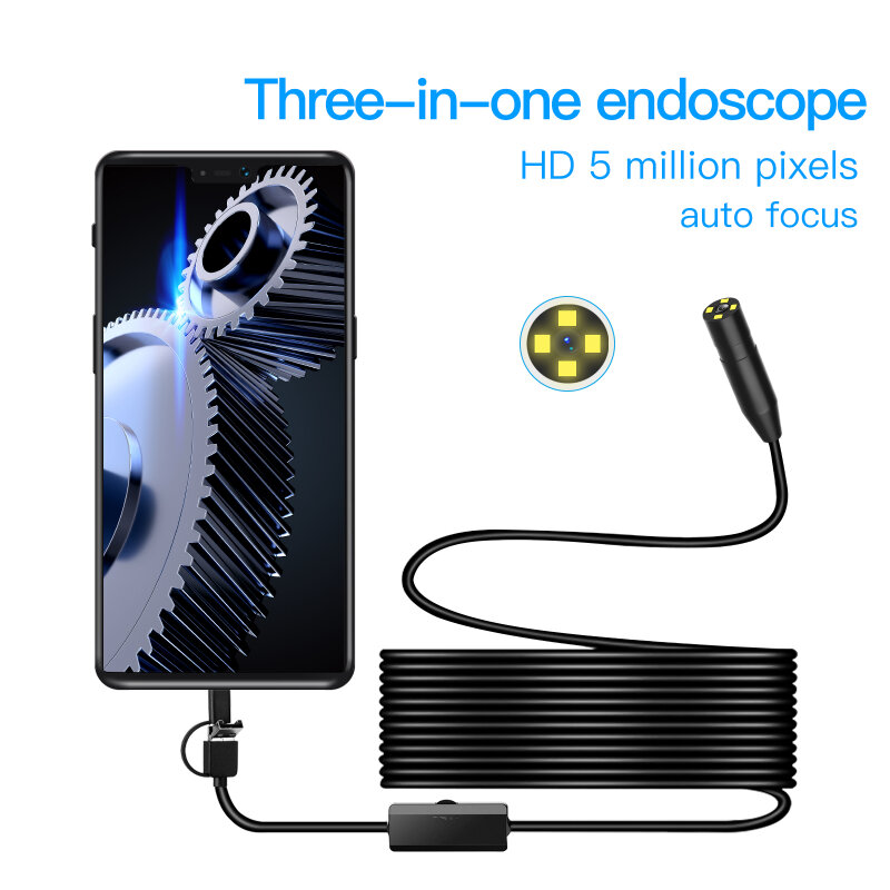 

AN100 14mm lens Camera Endoscope For Cars Micro USB Type-c Inspection Endoscope Camera For Android Smartphone PC IP67