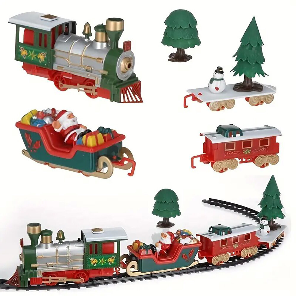 

22pcs Train Toy Electric Christmas Theme Dreamy Music Track Set Children Environmental Protection Trains Toys Gifts