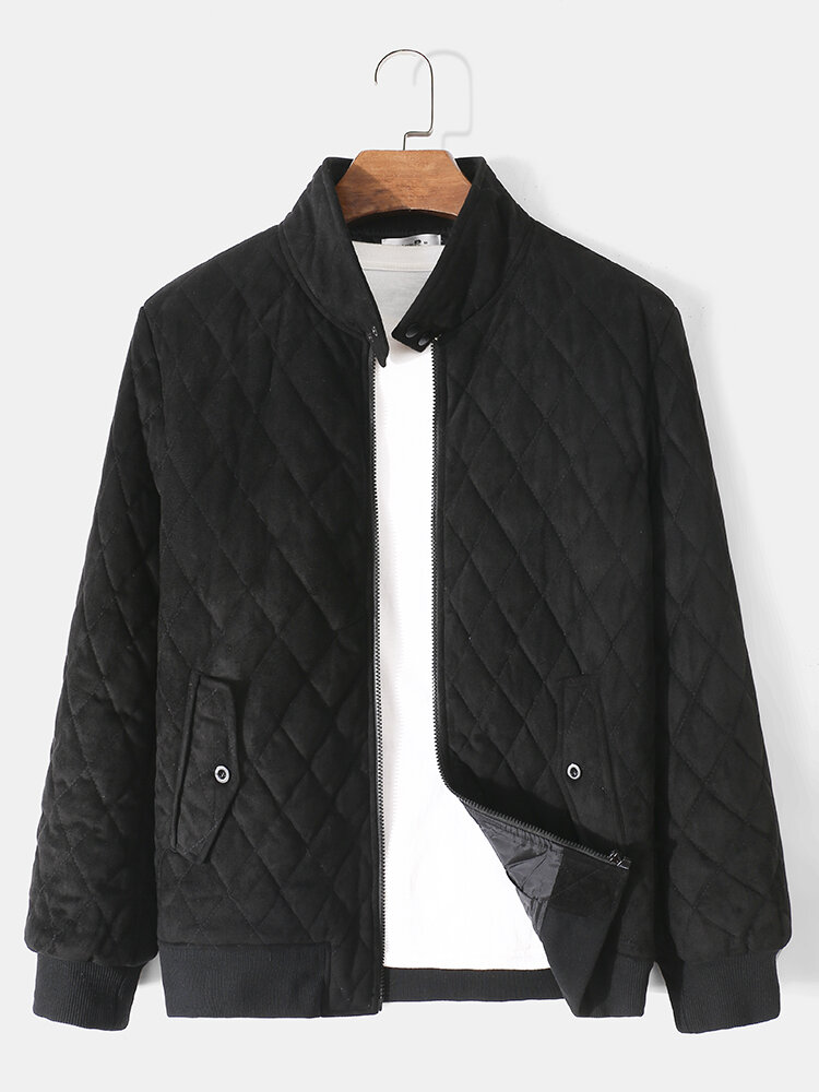 Heren Fluwelen Trend Lattice Solide casual jassen met lange mouwen en smalle manchetten