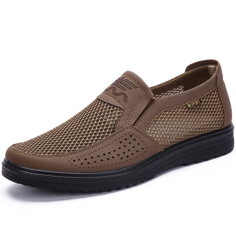 Men Fabric Mesh Comfy Breathable Slip On Casual Flats