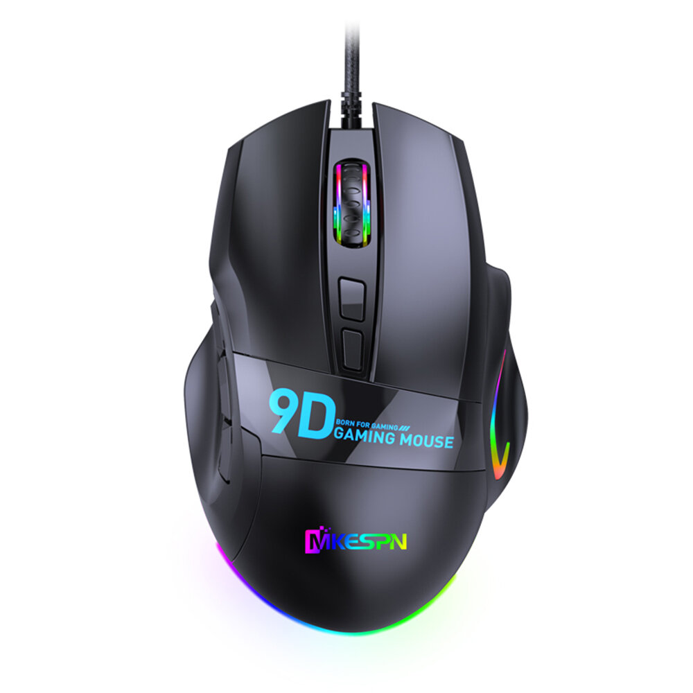 

MKESPN X10 Wired Gaming Mouse 9 Macro Programming Buttons RGB Backlit Ergonomic Mouse Up to 12000DPI for PC Laptop Gamer
