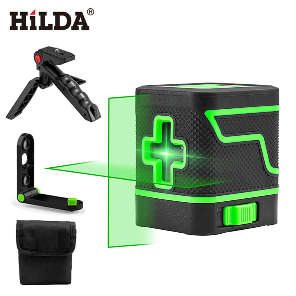 HILDA Laser Level 2 Lines Green Light Mini Self-Leveling Horizontal And Vertical Cross Super Powerful Laser Beam Line