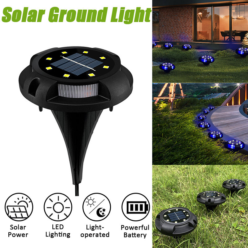 

LED Solar Disk Buried Lawn Light Outdoor Garden Under Ground Waterproof Patio Lamp