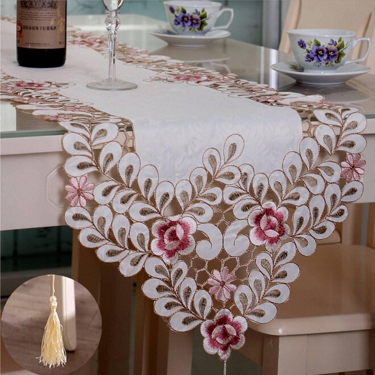 Pastoral Table Runner Flower Tablecloth Wedding Party Home Decorative Mat 40cm X 150cm