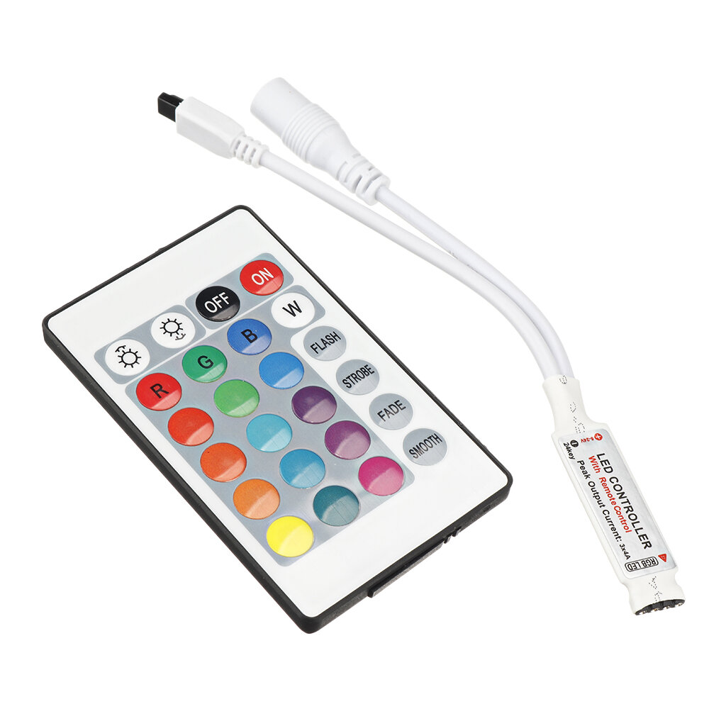 24 Keys sans Fil Ir Télécommande Régulateur Avec Dc Male Connecteur Pour RGB LED
