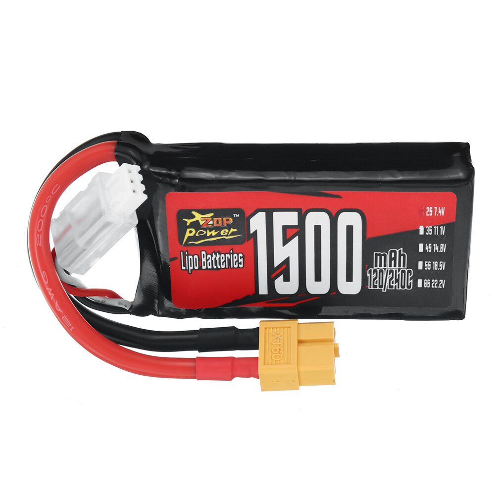 

ZOP Power 2S 7.4V 1500mAh 120/240C 11.1Wh LiPo Battery XT60 Plug for Wltoys 144001 RC Car