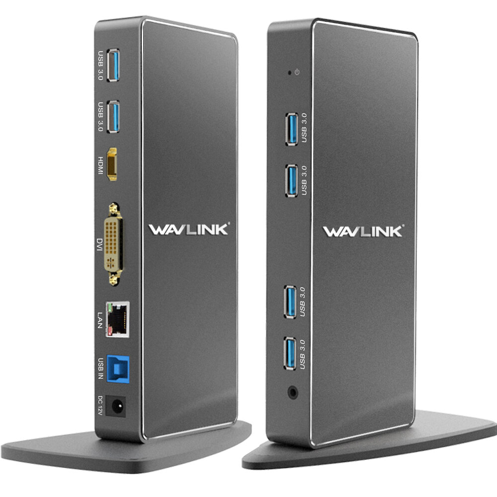 WAVLINK WL-UG39DK7 12 in 1 USB Hub USB 3.0 Universele Docking Station Aluminium Adapter met Dual Vid