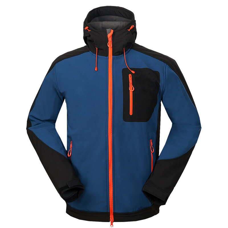 Męskie Outdoor Soft Shell Jacket Coat Wodoodporna wiatroodporna z kapturem Odpinany Camping Hiking Leisure