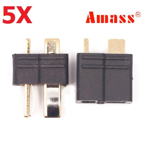 5 paar Amass AM-1015B Anti-Slip Black T Plug Connector Mannelijk & Vrouwelijk
