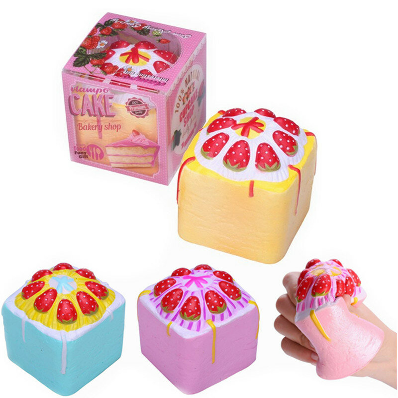 Vlampo Squishy Jumbo Strawberry Cup Cake Cube Licensed Slow Rising