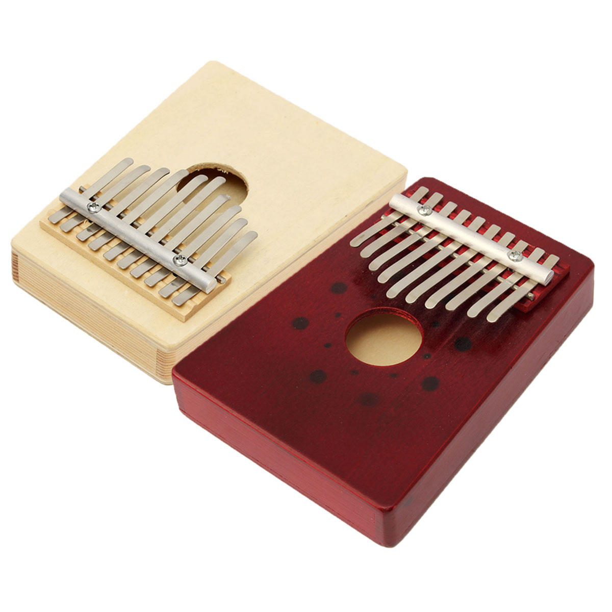 10 toon rode / natuurlijke kleur draagbare houten Kalimba duim piano vinger percussie