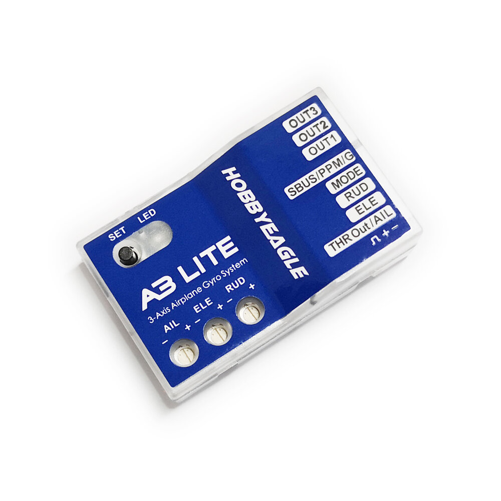 HobbyEagle A3 LITE 3-Axis Gyro Flight Controller Support PWM Receiver For Delta-wing V-Tail RC Airpl