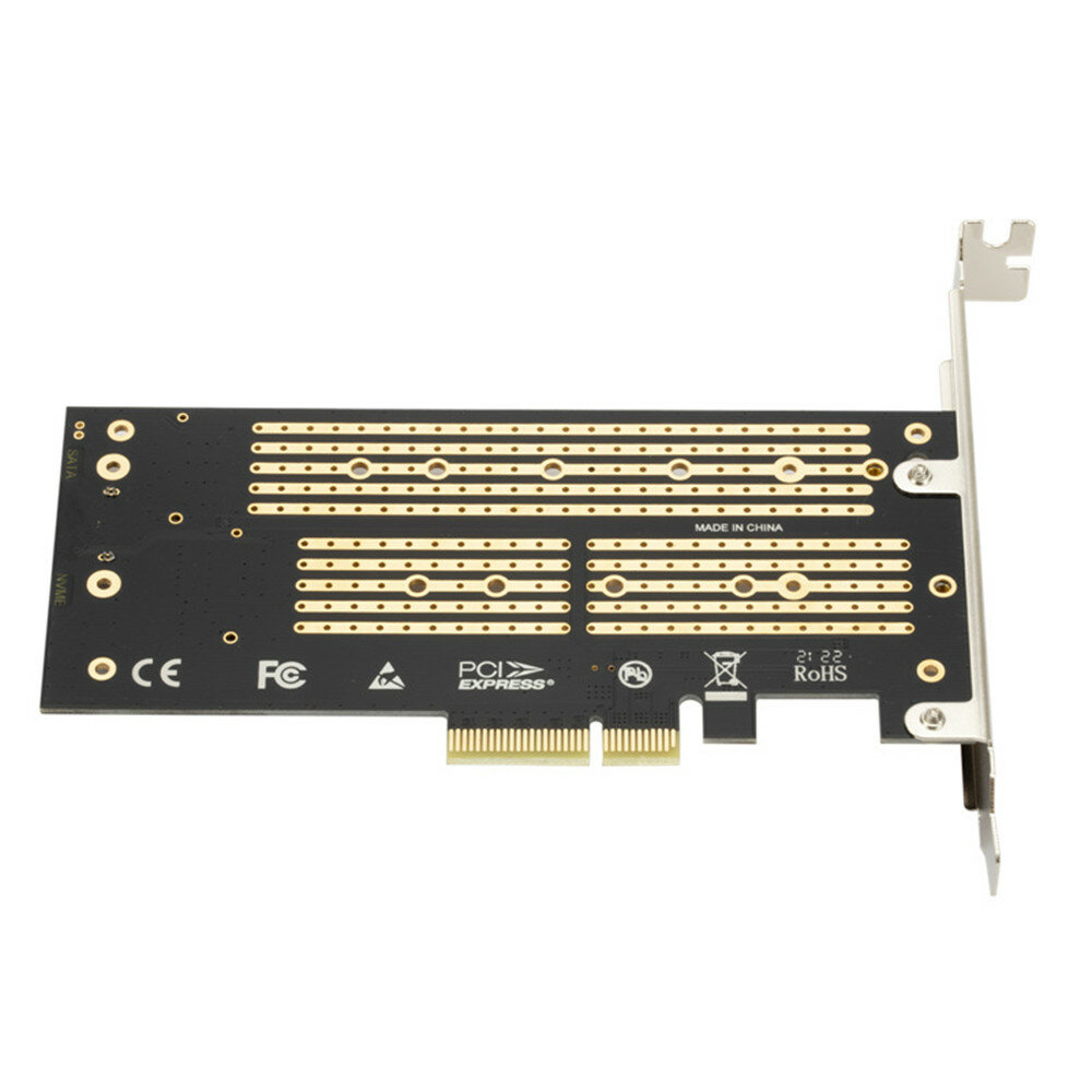 Grwibeou M.2 NVMe NGFF SSD para PCIE SATA Placa de expansão de disco duplo compatível com MKey BKe