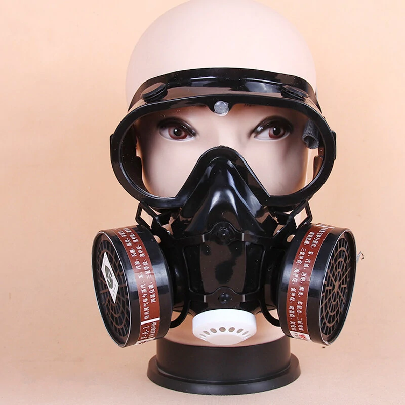 Face gas mask filter respirator safety respiratory emergency & goggle protect