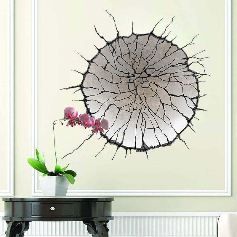 

Miico Creative 3D Round Broken Wall PVC Removable Home Room Decorative Wall Door Decor Sticker