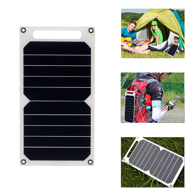 LEORY 5V 10W DIY Panel portátil Solar cámping Delgado Almohadilla de banco de energía de carga USB ligera Universal para iluminación de teléfono Coche