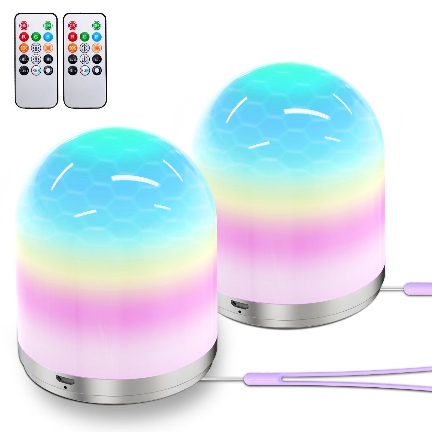 RGB Remote Control Night Light Table Lamp USB Charging Colorful Ambient Lighting for For Bedroom Babyroom Decorations