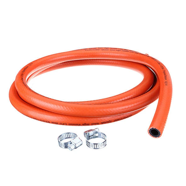 2m high pressure 8mm orange gas hose kit + 2 hose clips